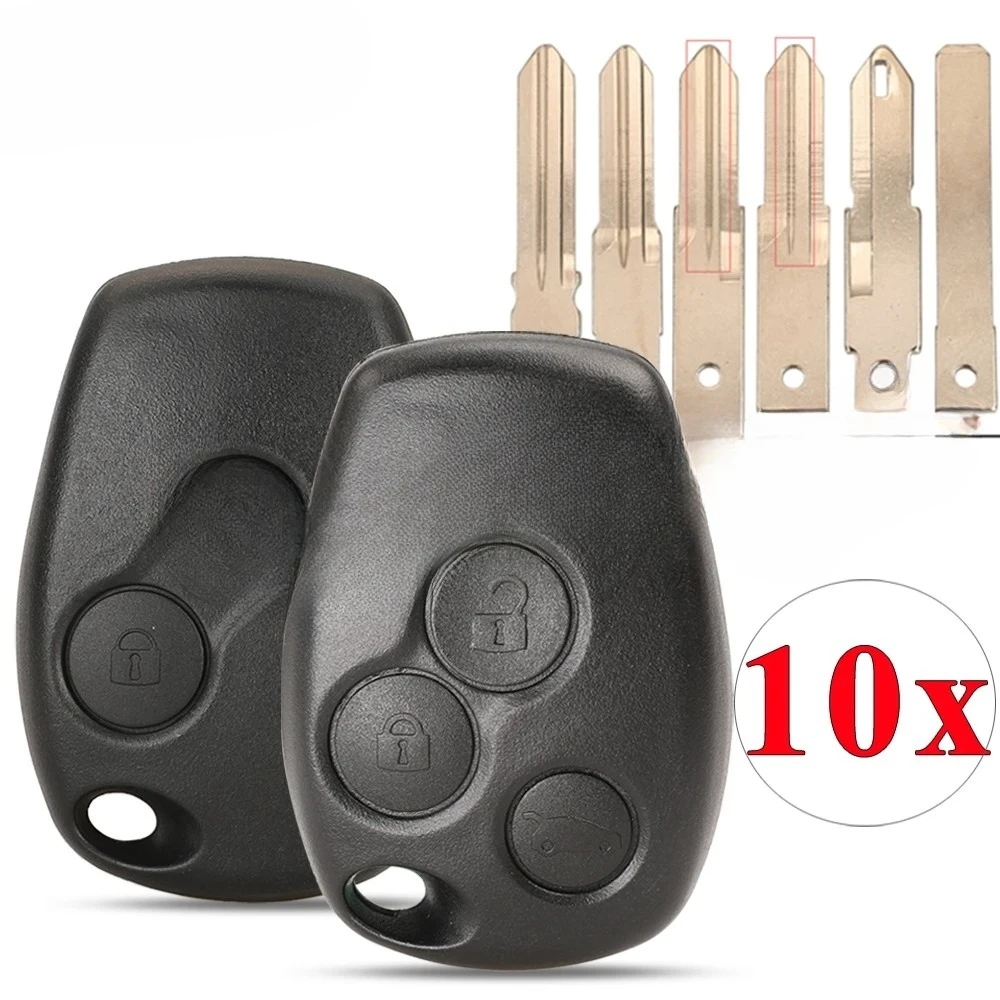 

10 шт., 2/3 кнопки, автомобильный брелок для ключей для Renault Trafic Symbol Megane Modus Clio Dacia Logan Sandero Duster Nissan Opel