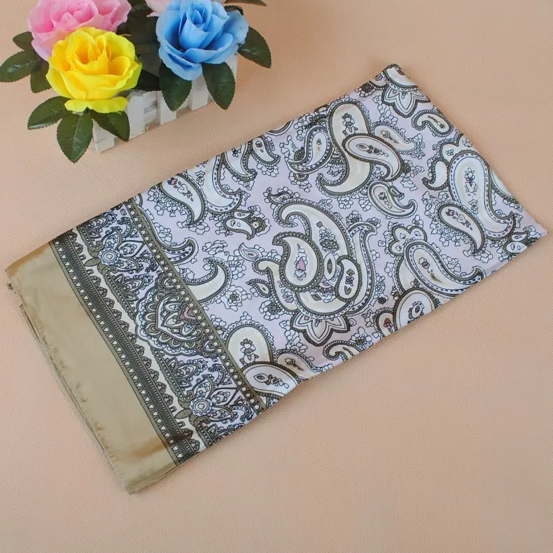 90X90cm Kopf Schal Frauen Luxus Marke Seide Quadrat Schal Foulard Satin Bandana Weiche Halstuch Hijab Haar Schals für Damen – Detail 13