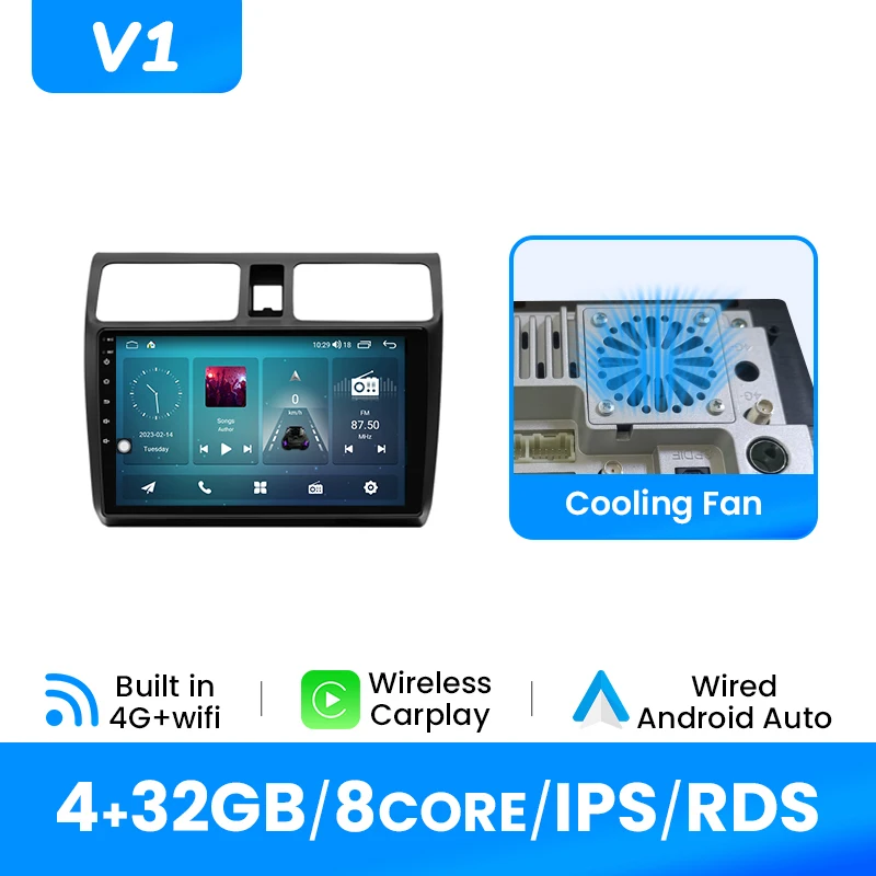 Draadloze Carplay Autoradio Speler Voor Suzuki Swift 2003-2010 Android 14 1280*720 IPS Multimedia 8 GB + 128 GB GPS DSP 4G Wifi 2Din