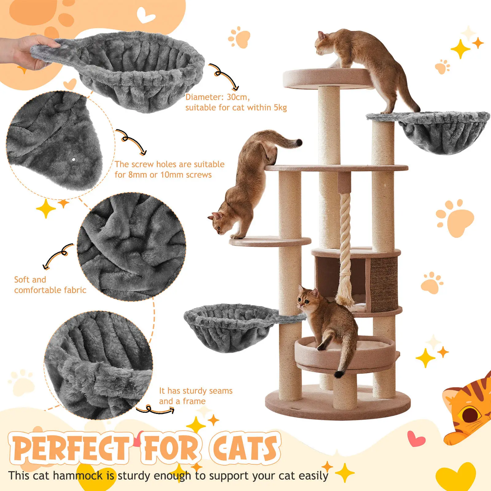 

Cat Hammock winter Cat spoon nest Install On Cat Tree Lint Hammock For Cat Tree Tower Cat Hammock cat climbing frame accessories