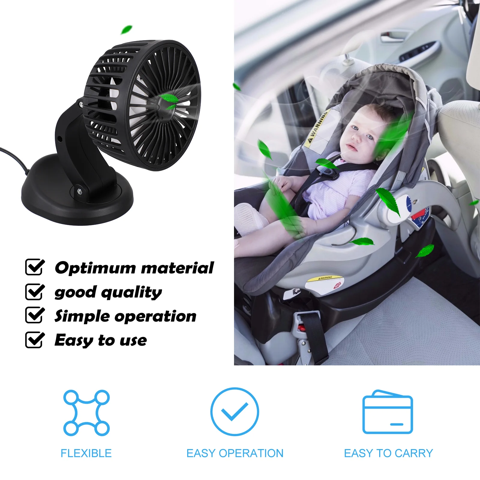 

1pc Vehicle Mounted Electric For Desktop Cooling Supplies Car Seat Back Portable For Vehicle Cooling Fan Fan