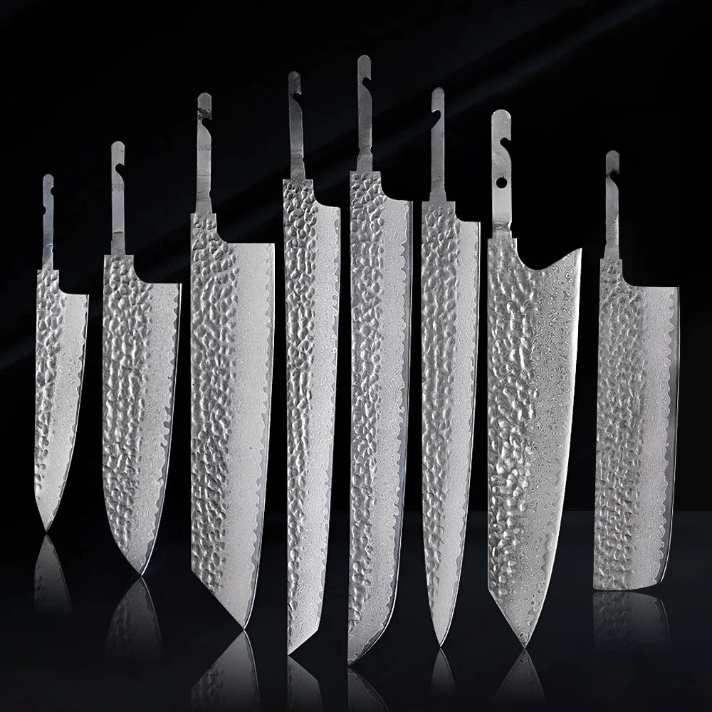 TURWHO Japanese Chef Knife Blank Blade DIY Hand Forged Damascus Steel VG10 Core Kitchen Knives Set Knife Making Tools No Handle