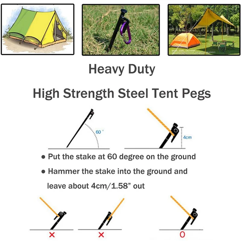 

【Summer Sale】16 Pack Tent Stakes Heavy Duty Metal Tent Pegs For Camping Steel Tent Stakes Unbreakable And Inflexible,40Cm