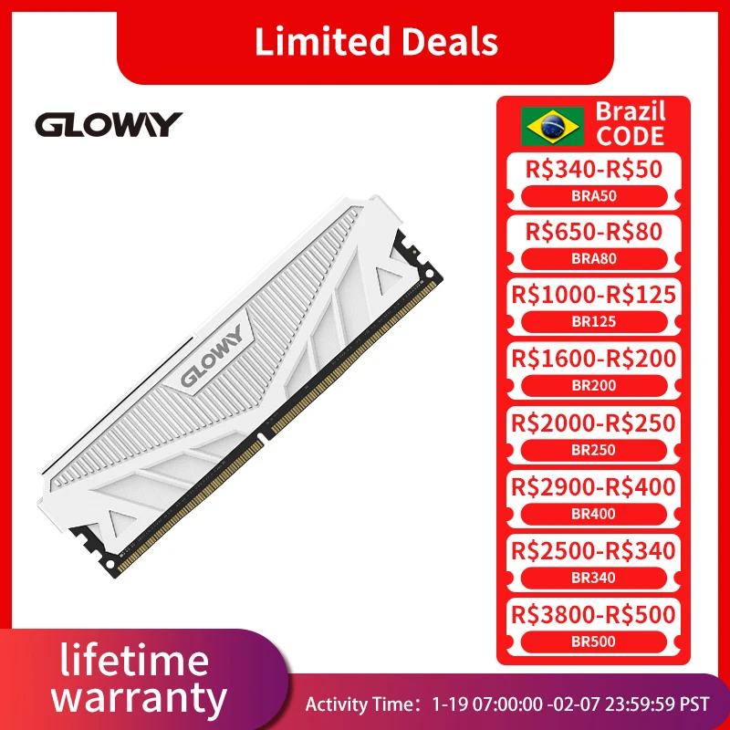 Gloway Memoria RAM DDR4 8GB 3200MHz 16GB 3000MHz kompatibel für Desktop-Speicher mit Kühlkörper