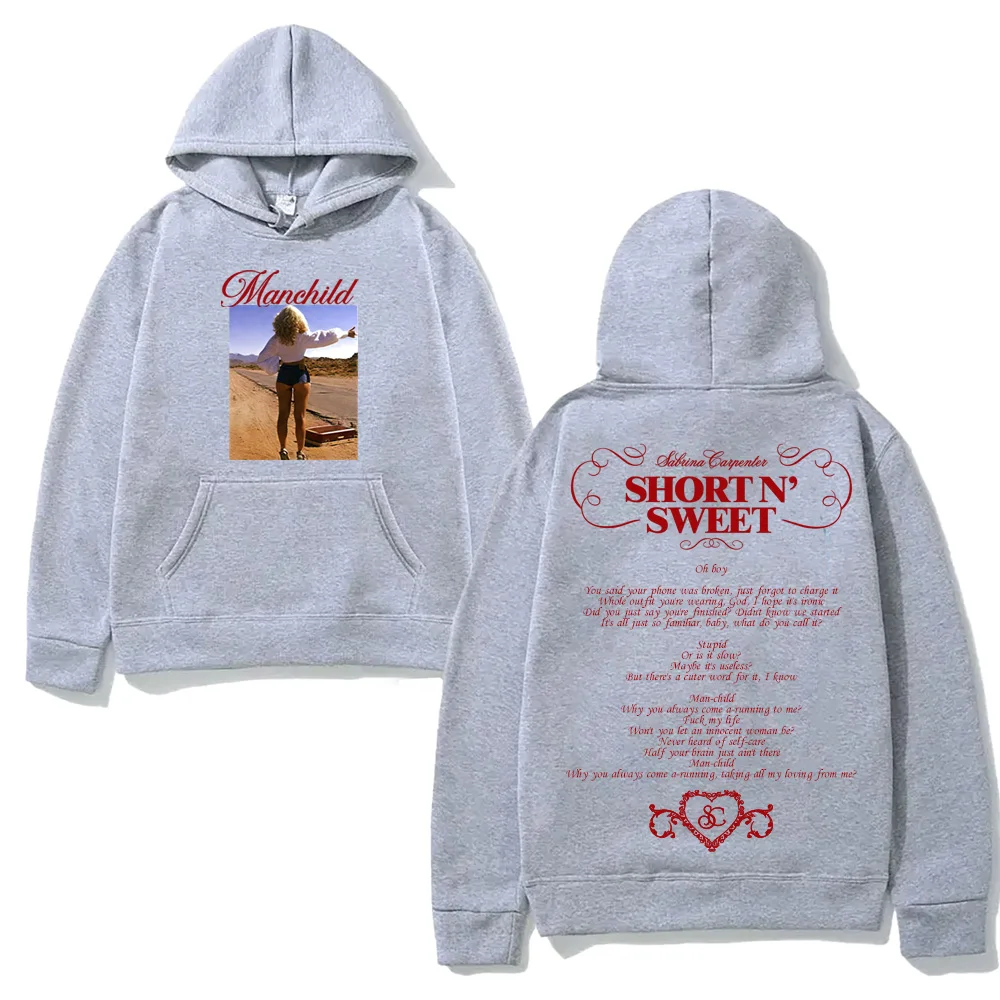 Sabrina Carpenter - Manchild Fashion Hooded with Pocket Grunge Comfortable Sweatshirts Sleeve Gothic Clothes Moletom Punk Hoody