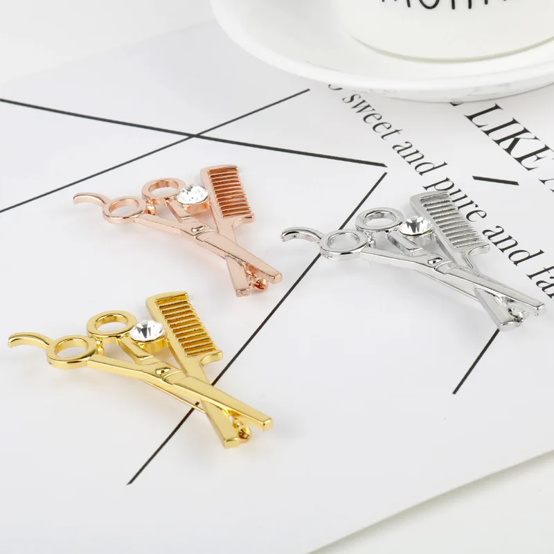 Mode Kammen Schaar Kappers Gereedschap Broche Knappe Stijl Pak Kraag Naald Mannen Vrouwen Sieraden Accessoires Geschenken