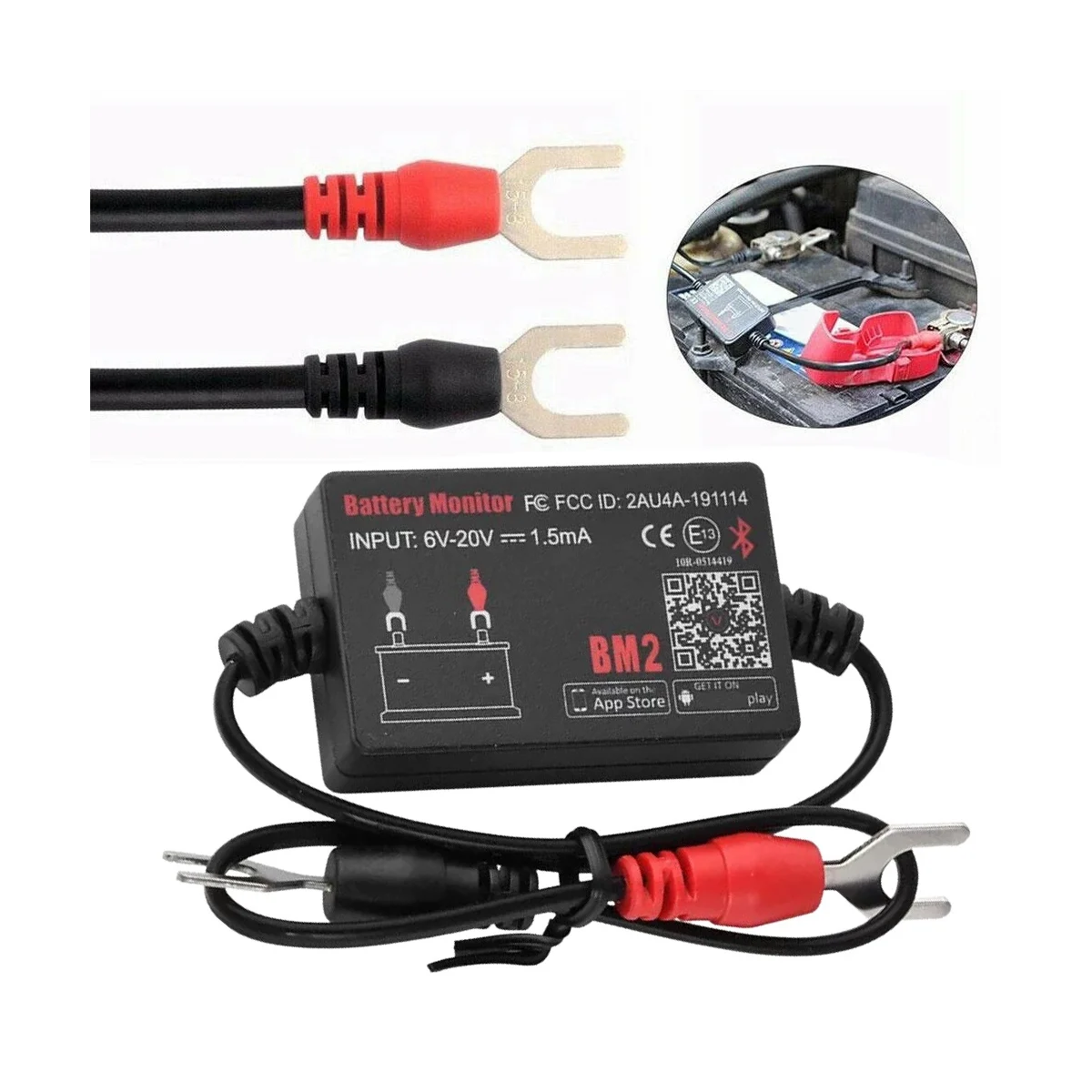 BM2 Battery Monitor Tester 12V Battery Monitor Bluetooth 4.0 Car Battery Analyzer Charging Cranking Test Voltage Tester