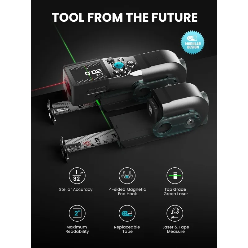 

MiLESEEY XTAPE1 Professional Accurate Digital Tape Measure Instant Green Readout Replaceable Blades Rangefinder