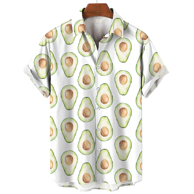 

Pineapple Lemon Passion Fruit Hawaiian Shirt Men 3D Print Coconut Shirts Summer Short Sleeve Tops Casual Street Oversized Blouse