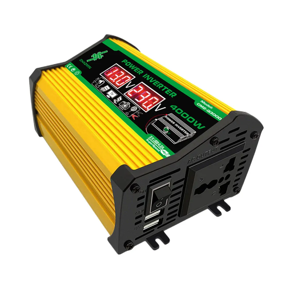 4000W Intelligente Omvormer Dual USB 12V Naar 220V/110V Power Converter Auto Transformator Dual LCD Display Snel Opladen