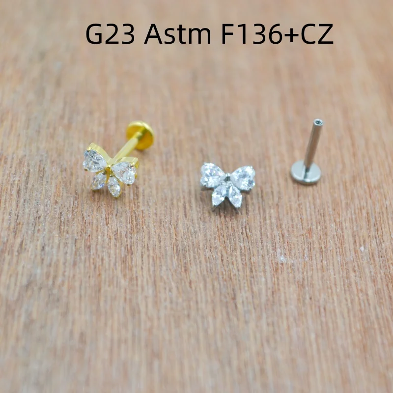 

10pcs Body Jewelry 16G Knot CZ G23 Titanium Astm F136 Lip Labret Bar Ear Helix Tragus Rook Bar Stud Body Piercing Jewelry