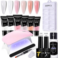 LILYCUTE 14PCS Manicure Set Extension Nail Gel With 6W UV Lamp Dryer Semi Permanent Finger Extend Professional Nail Art Tool Kit