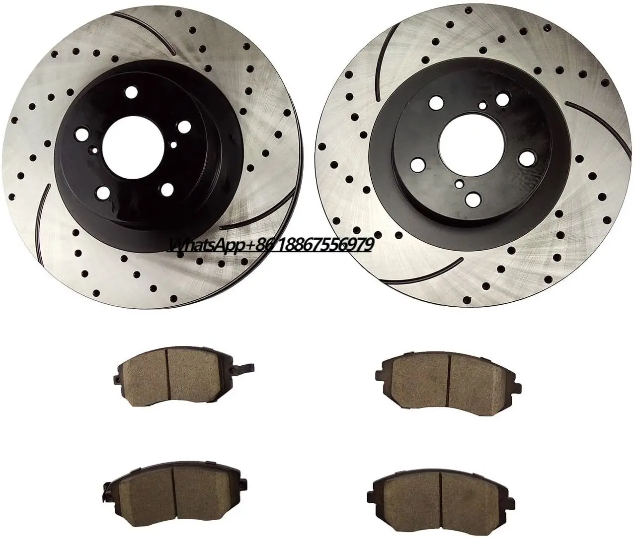 

QYT10048 Front Brake set with Drilled/Slotted Rotors and Ceramic Brake pads for Saab 9-2X Subaru Forester Impreza Legacy Outback