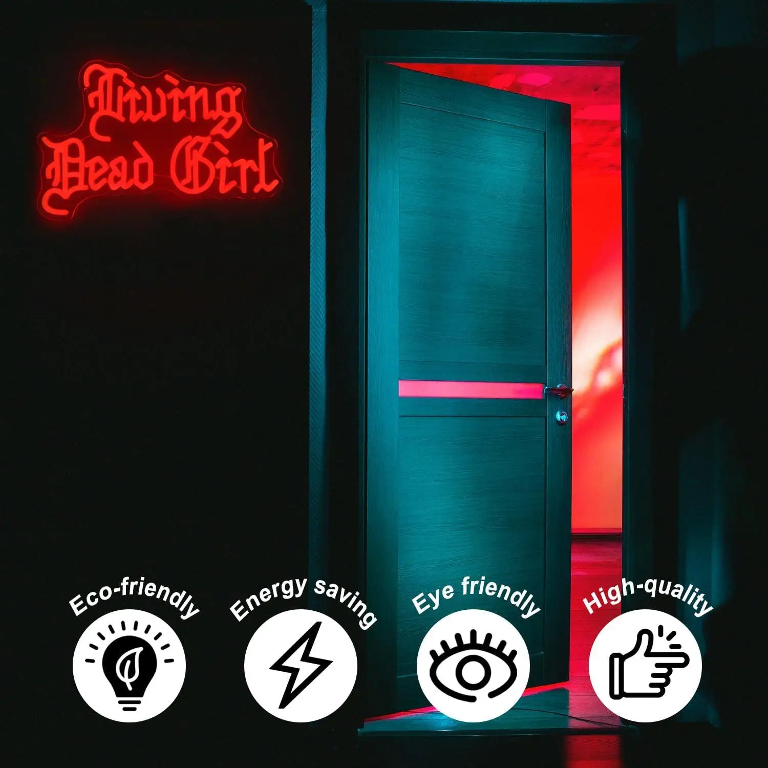Living Dead Girl Neon Sign Gothic USB Dimmab LED Lights for Haunted Mansion Halloween Party Horror Room Decor Gaming Accessories