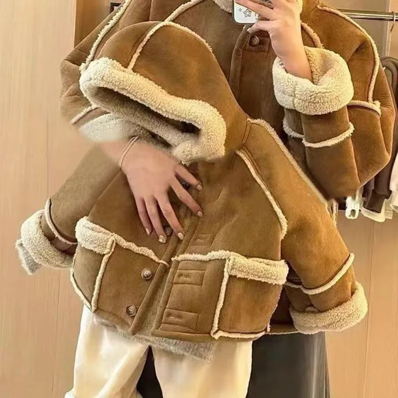 

Boys and Girls Coat Autumn And Winter 2025 New Style Children's Double sided Wear Lamb Wool Thick Warm Jacket KIds Top ﻿