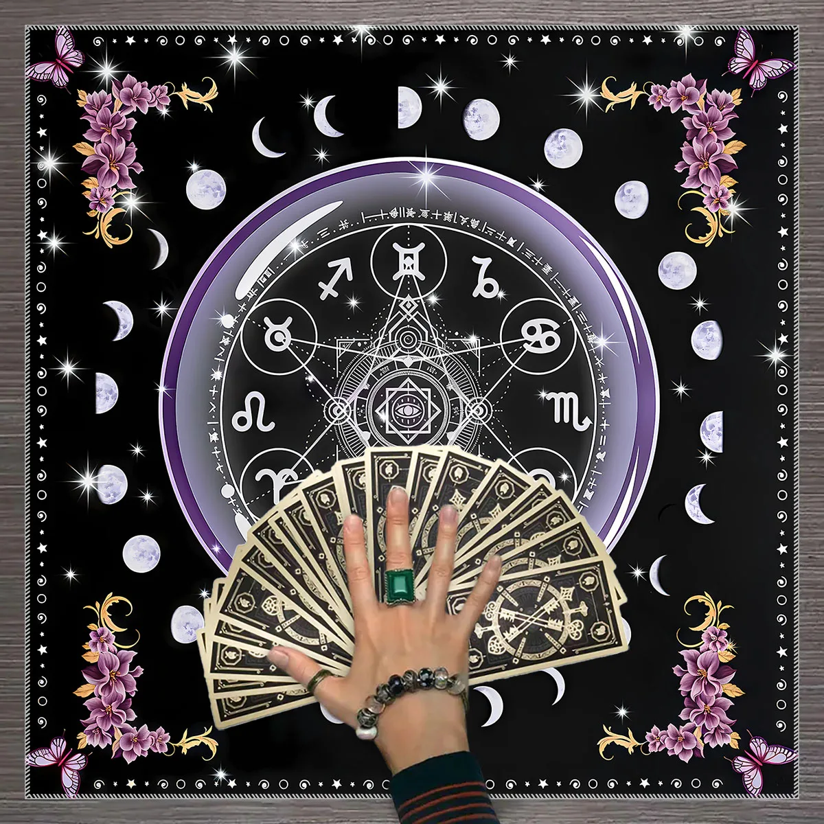 1 Stück Tarot-Tischdecke, keltisches Kreuz-Tarot-Tischdecke für Wahrsagereien, geheimnisvolle Tischdecke zur Altardekoration – Detail 5
