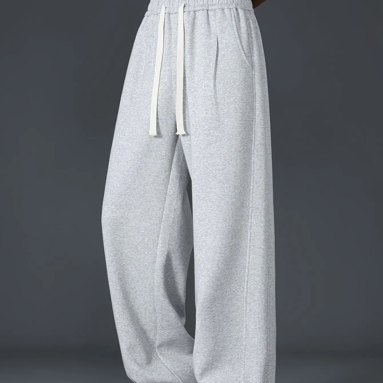 

Men's Heavyweight Casual Wide Leg Pants with Adjustable Drawstring Waist and Comfortable Clothing