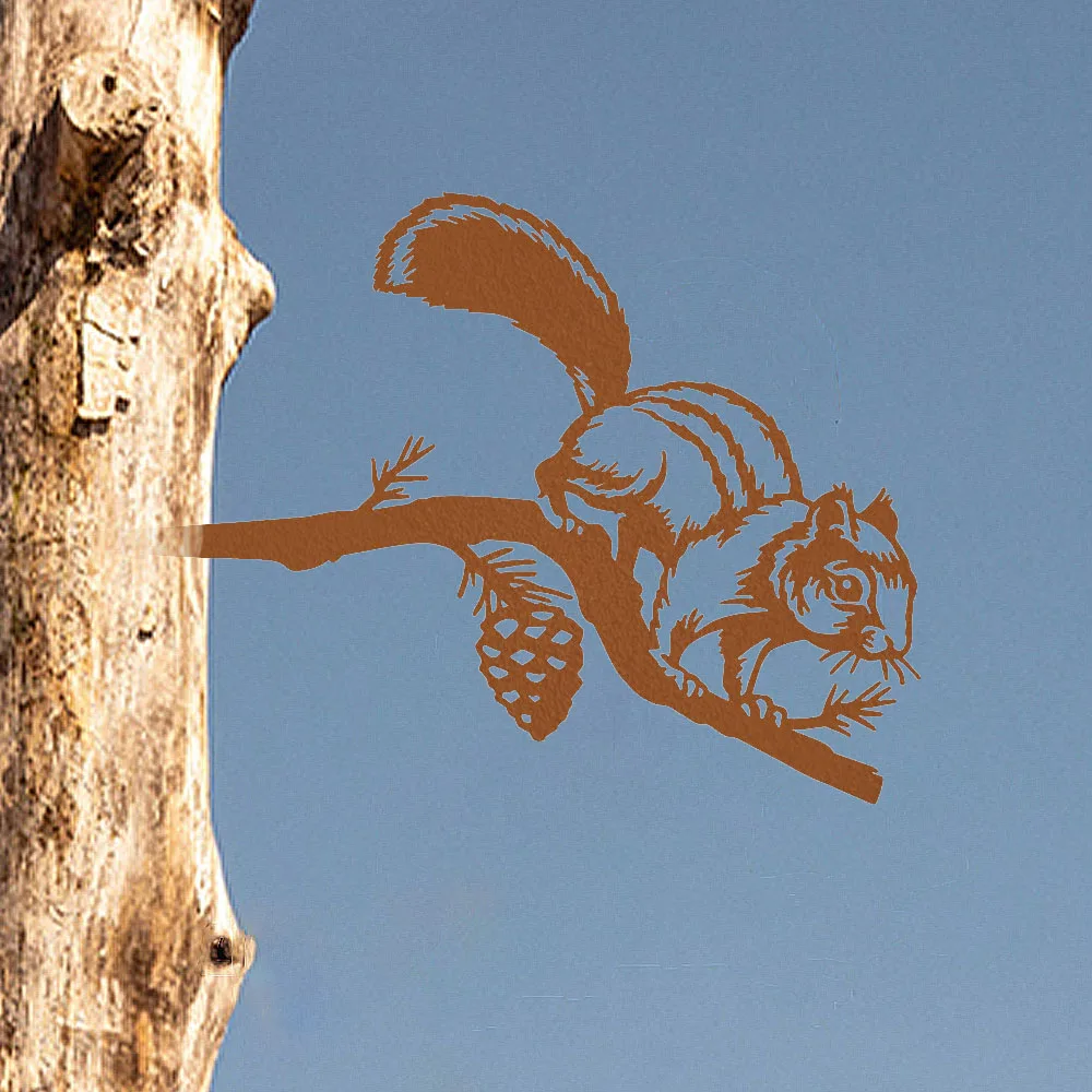 Charming Metal Contour Chipmunk for Garden Stake - Liven Up Outdoor Spaces