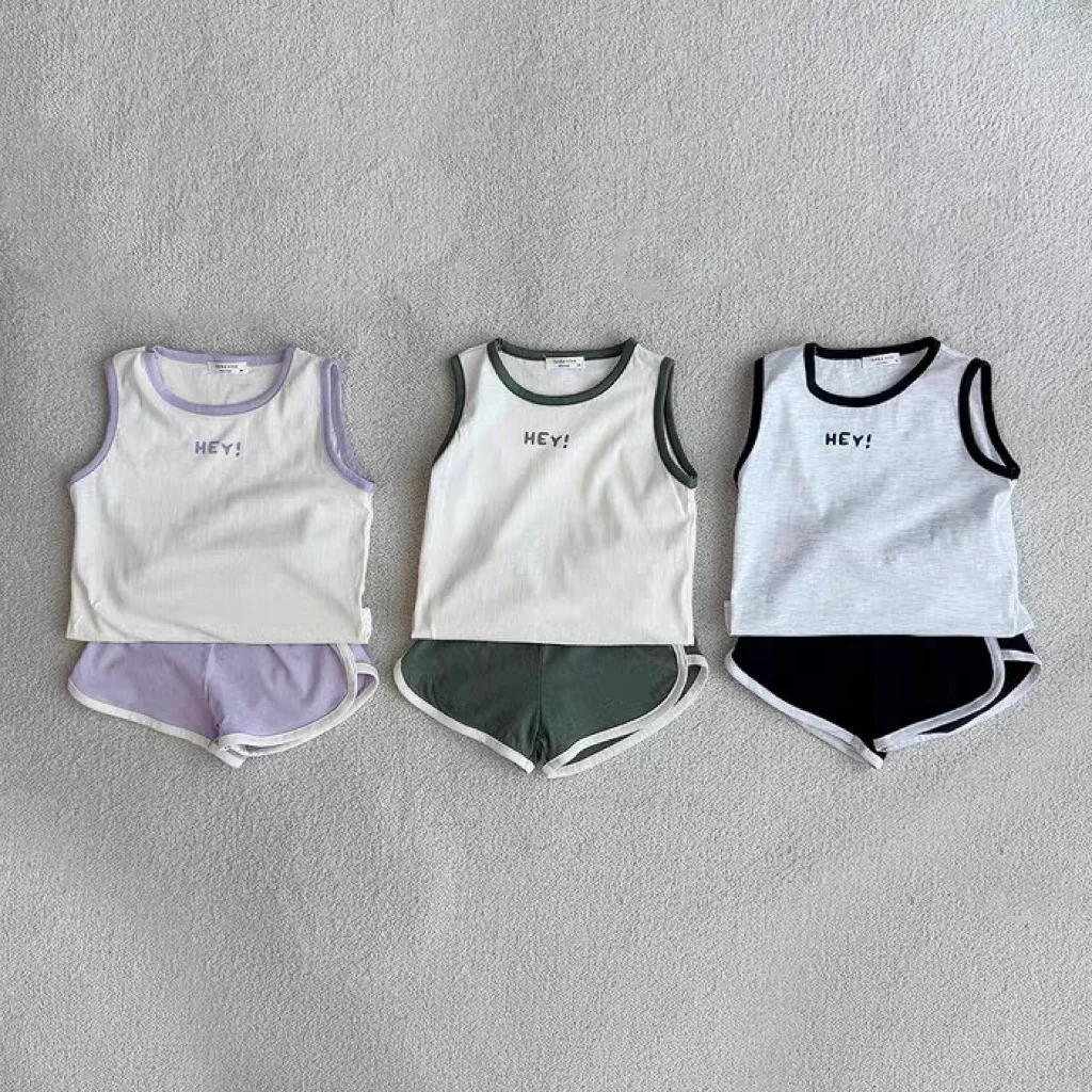 2025 Summer New Baby Sleeveless Clothes Set Infant Girl Letter Print Vest + Shorts 2pcs Casual Sports Suit Toddler Boys Outfits