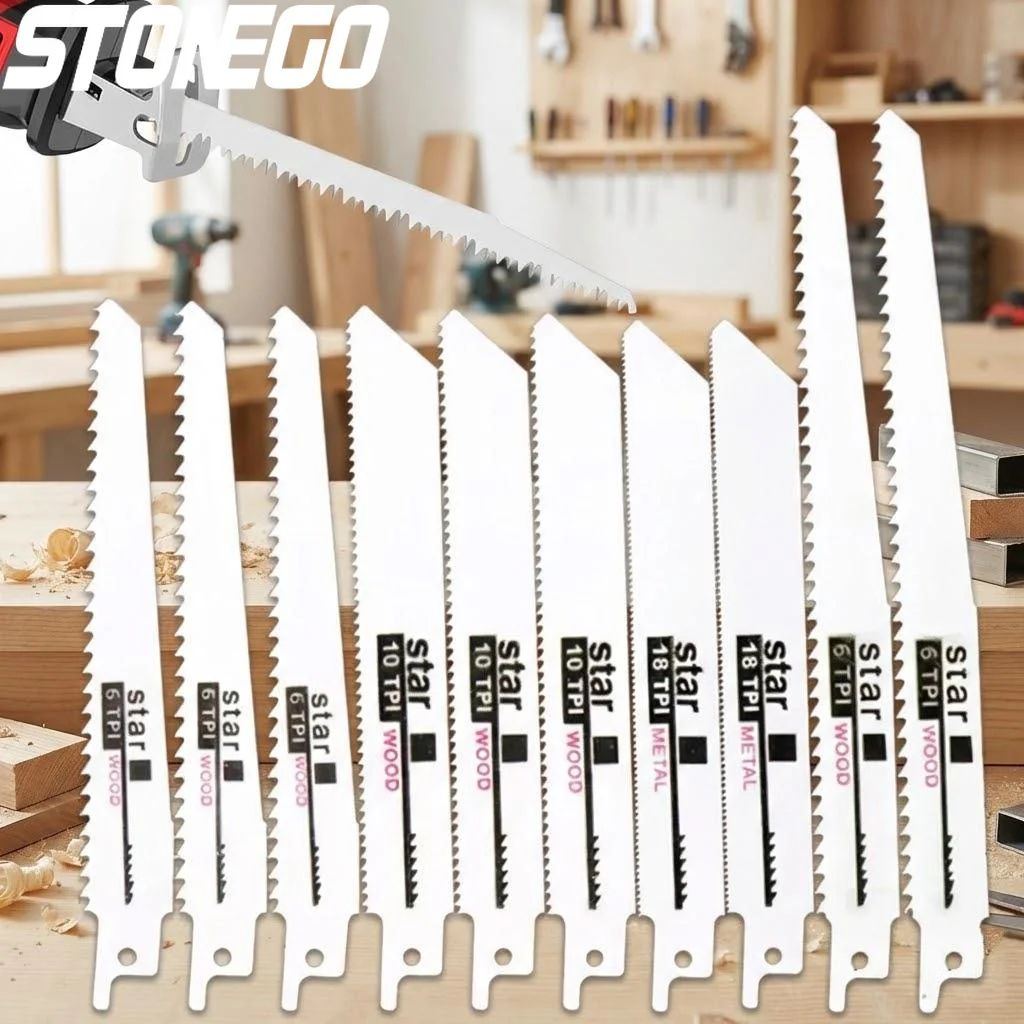 

High Carbon Steel Reciprocating Saw Blades 10pcs Set Wood Plastic Pipe Metal Cutting Pruning Saw Blades