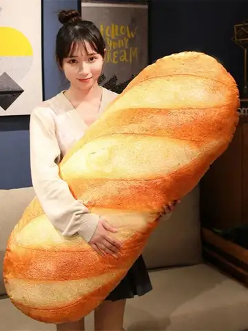 3D Simulation Bread Plush Pillow,Soft Butter Toast Bread Food Pillow Lumbar Back Cushion Stuffed Toy for Home Decor