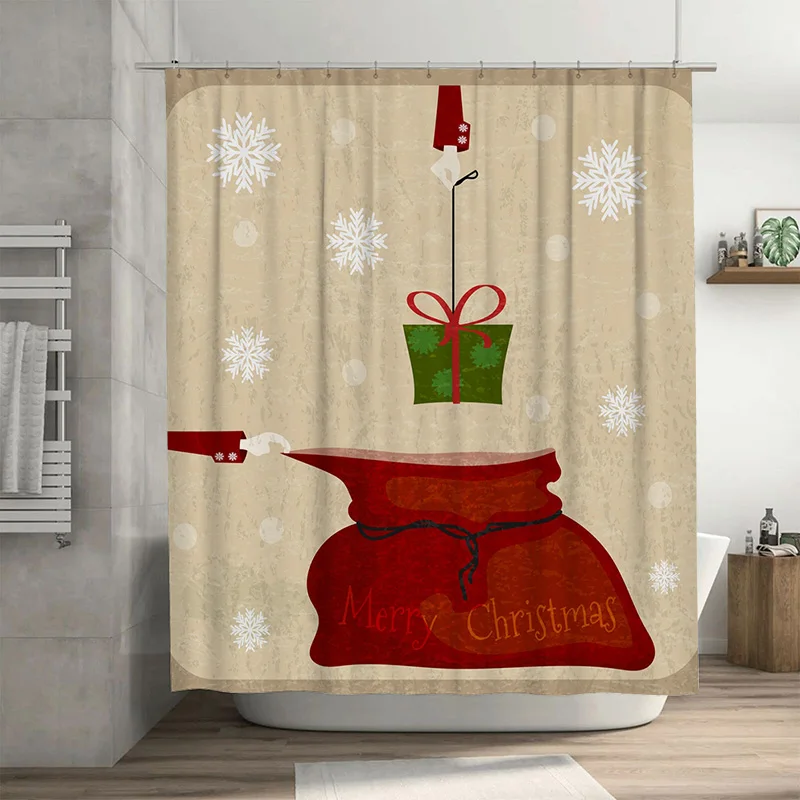 

TU Рождественская занавеска для душа Merry Xmas Holiday Праздничный декор для ванной комнаты Водонепроницаемый праздничный подарок Фон Рождественская елка с узором Home De