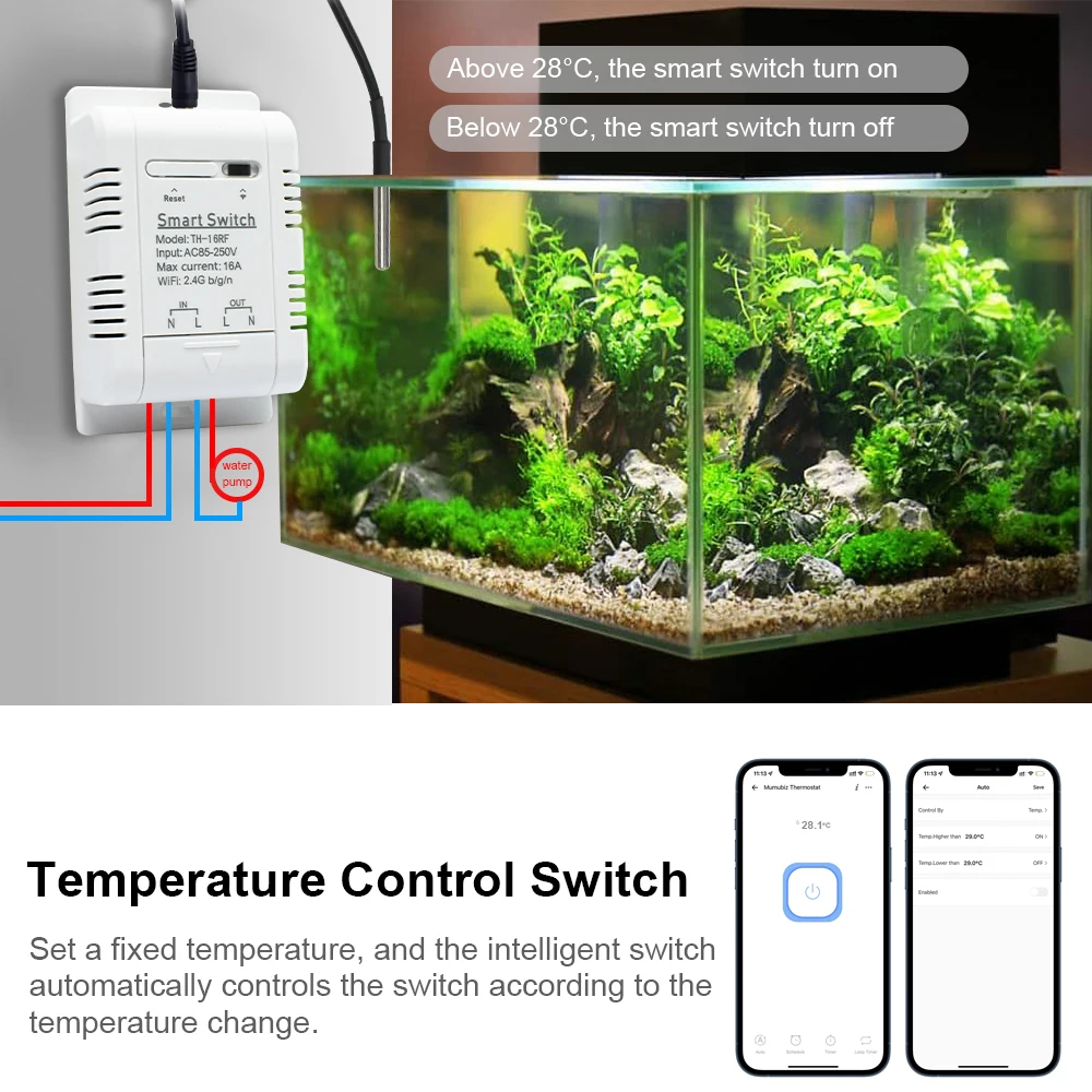 eWelink APP Wifi Smart Temperature Humidity Switch 16A 3000W Intelligent Monitoring Thermostat For Alexa Google Home Sensor