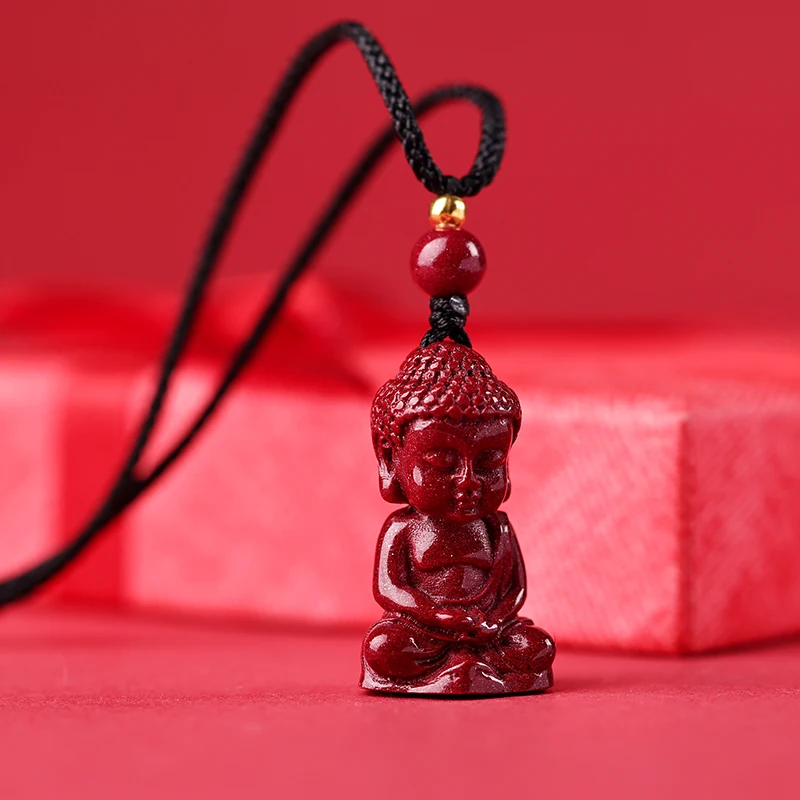 Natural Raw Ore Purple Gold Sand Hanging Piece Pendant Cinnabar Baby Buddha Pendant Lanyard Body Protection Jewelry Female This image 4