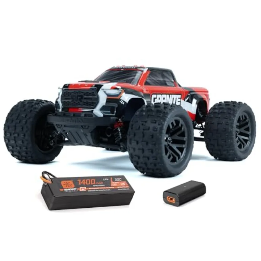 

Радиоуправляемый грузовик 1/18 Granite GROM MEGA 380 Brushed 4X4 Monster Truck RTR с зарядным устройством и аккумулятором, красный ARA2102T2