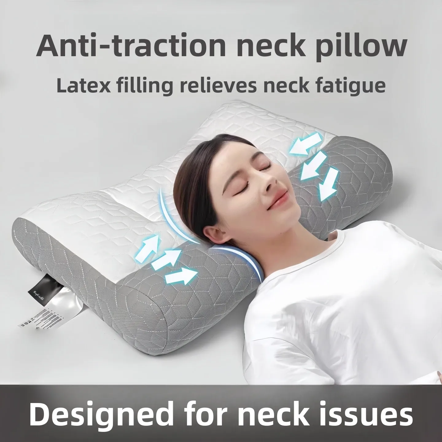 

Adult Latex Pillow Neck Support Sleep Aid Rectangular Shape Medium Support Home Office Use Vacuum Packaged Single Person Use