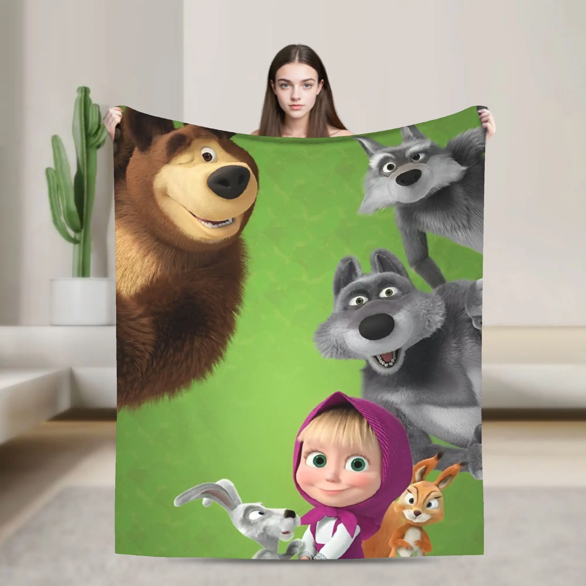 

Super Soft M-Mashas and B-Bears Throw Blanket Premium Flannel Fleece Lightweight Bed Blanket Warm Plush Blankets All Season Use