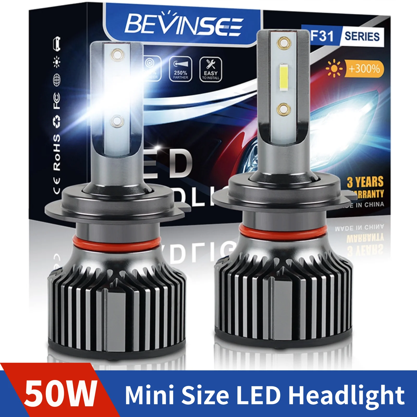 

BEVINSEE H7 H4 LED Headlight H11 H1 H3 H8 HB3 9005 HB4 9006 LED Lights for Car 12V 6000K H9 H13 880 881 9007 9008 Auto Lamp Bulb