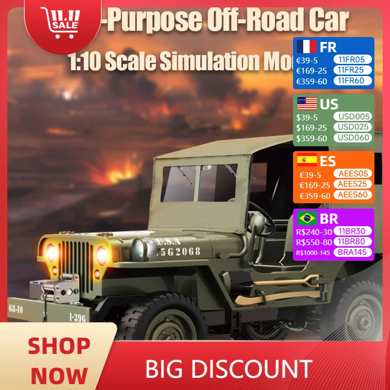 JJRC C8815 Rc Car 1941 Mb Scaler Willys Jeep 2.4g 4wd Rtr Crawler Climbing Scale Military Truck Offroad Vehicle Adult Kids Toy