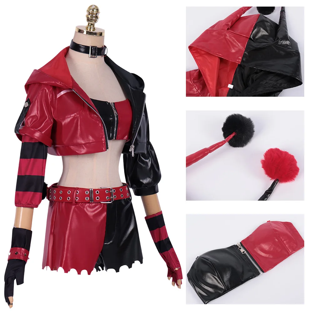 

Новый полный комплект костюма для косплея на Хэллоуин: Харликвин из другого мира, полный наряд из полиэстера, женская одежда