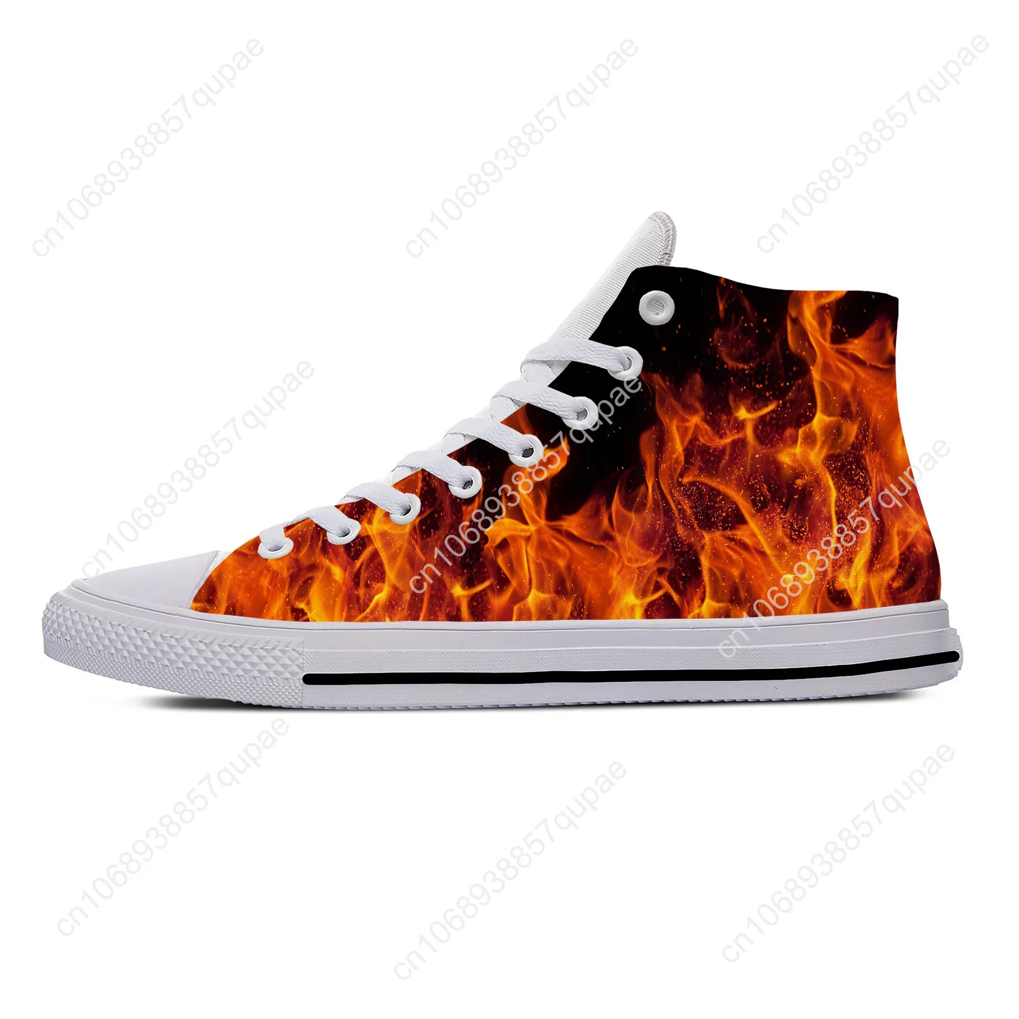 Anime Cartoon Comic Flaming Flame Fire Pattern Casual Cloth Shoes High Top Lightweight Breathable 3D Print Men Women Sneakers - view 3