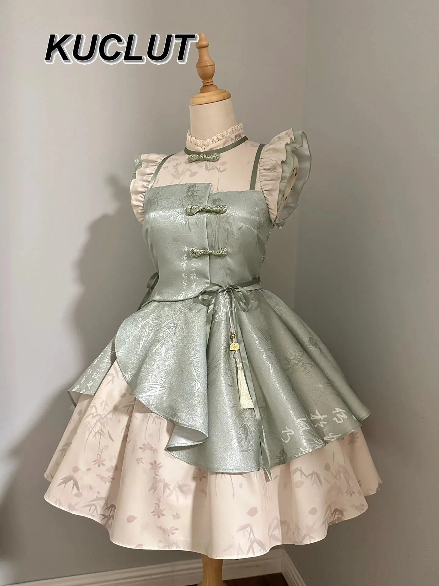 

New Chinese Style Lolita Flying Sleeve Sweet and Cute Fashion Princess Dress Female Spring Summer Women's Short Dresses