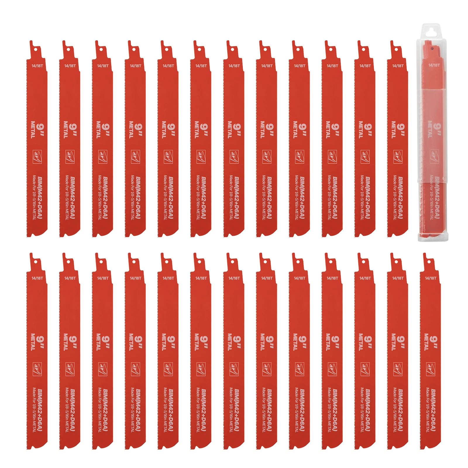 SucceBuy Reciprocating Saw Blades 25 Pack 14/18 TPI Bi-Metal Reciprocating Saw Blade Set for Cutting 1/8-5/16 inch Medium Metals