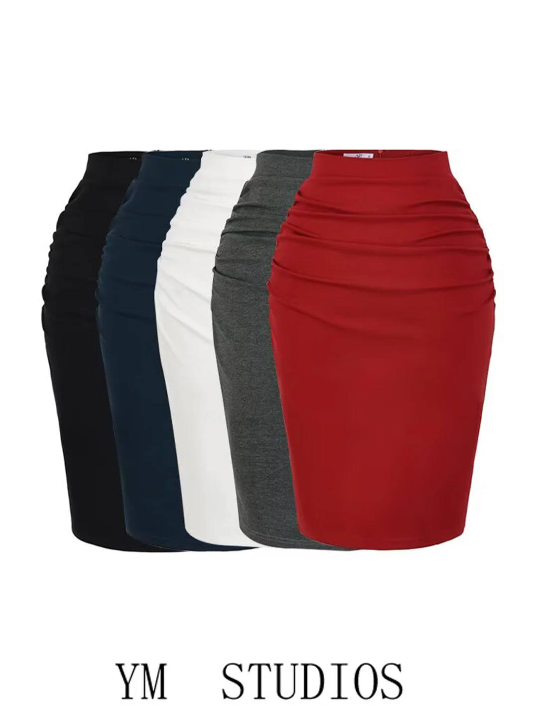 

Sexy High Waist Pleated Half Skirt Women's plus Size Butt Office Style Back Split One Step Skirt Polyester Fiber Slim Fit