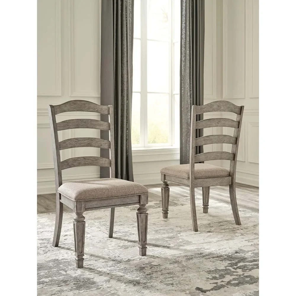 Classic Farmhouse Weathered Dining Chairs, Set of 2, Antique Gray Kitchen Chair