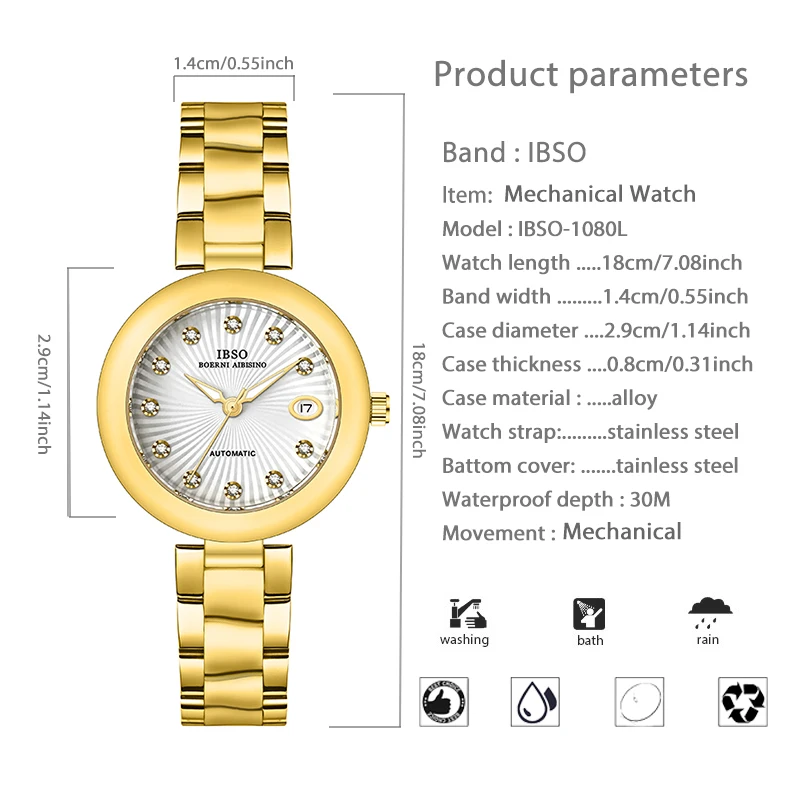 امرأة فاخرة ساعة أوتوماتيكية مقاوم للماء موضة ساعات المعصم الميكانيكية هدايا السيدات الماركات الأصلية ساعة اليد الإناث الرياح الذاتية