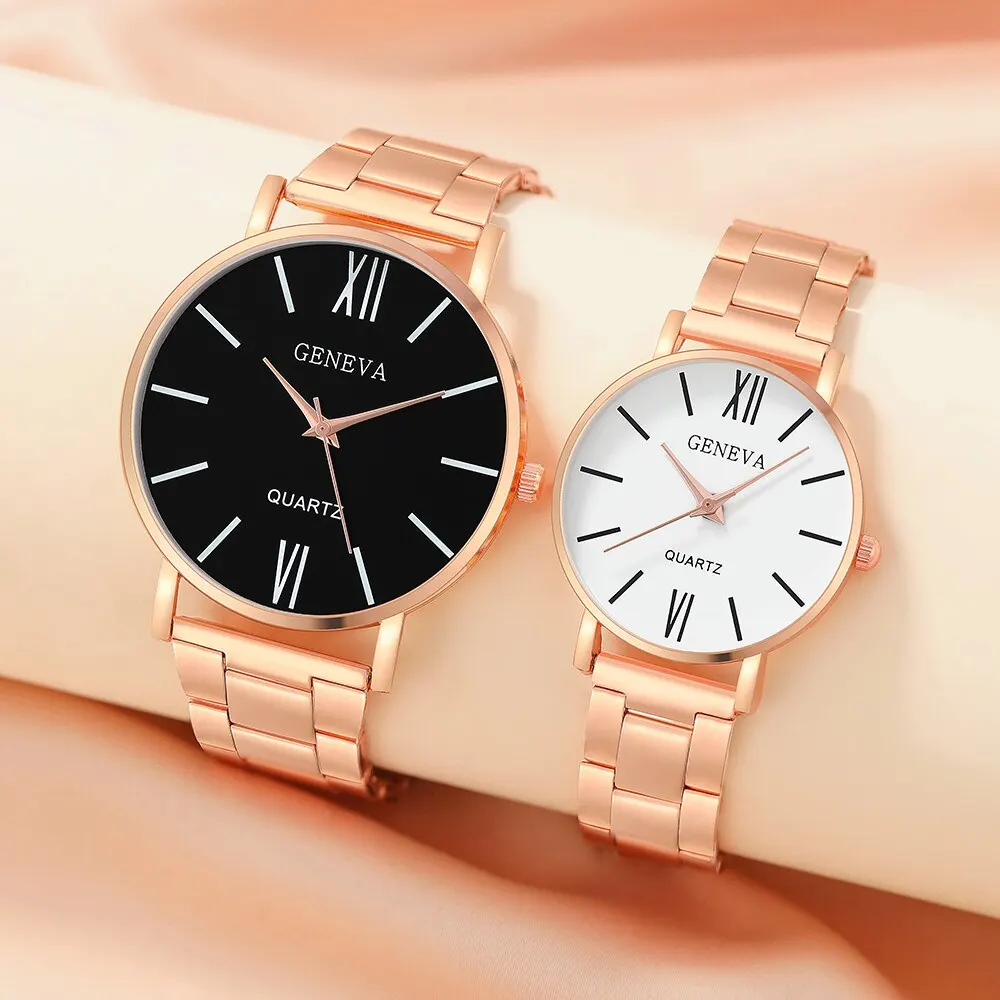 New Couple Simple Watch Fashion Wristwatches For Women And Man Stainless Mesh Quartz Clcok Watch