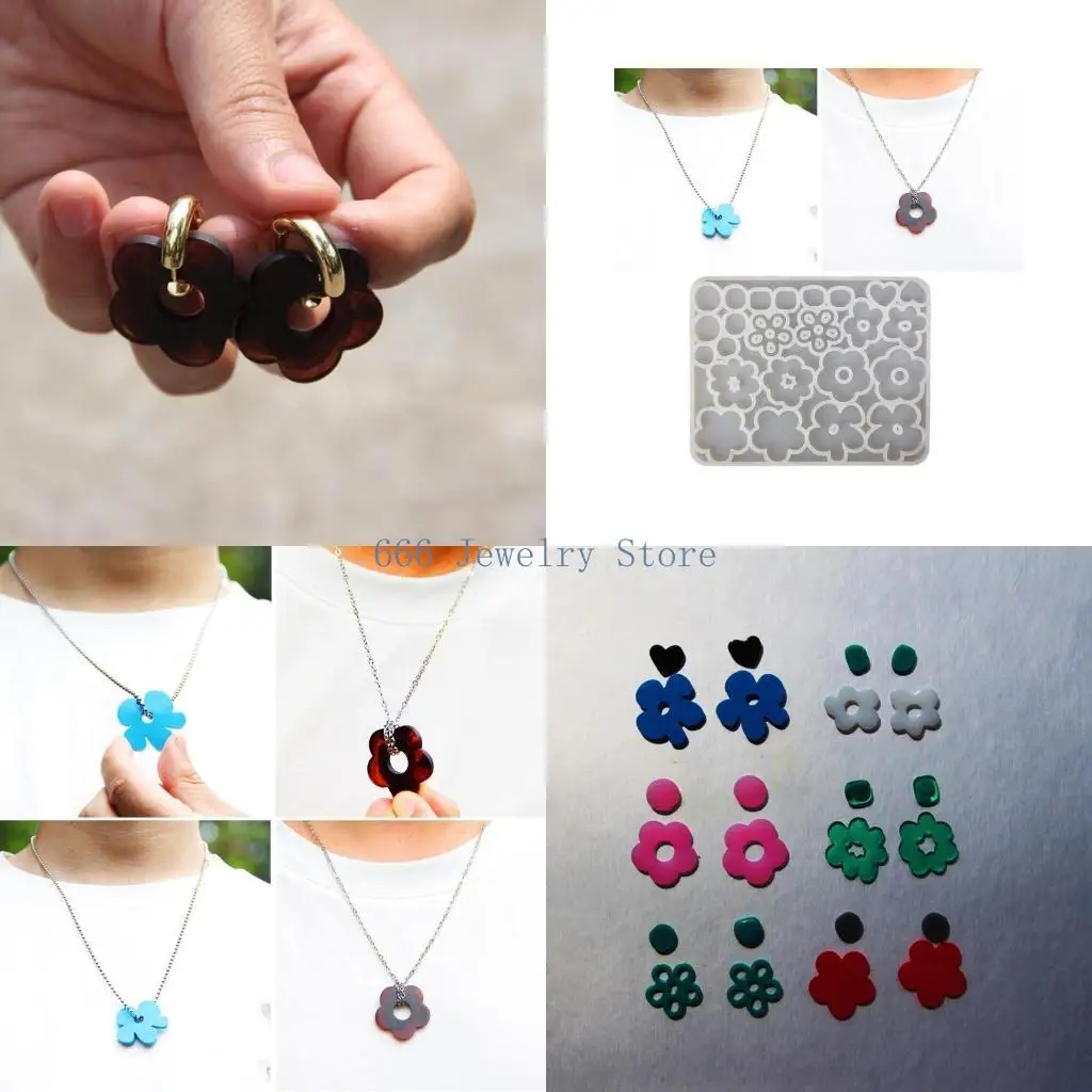 

F2TD Flower Pendant Silicone Mold Epoxy Resin Mold DIY Keychain Pendant Jewelry for Luggage Bag Neckalce Accessories