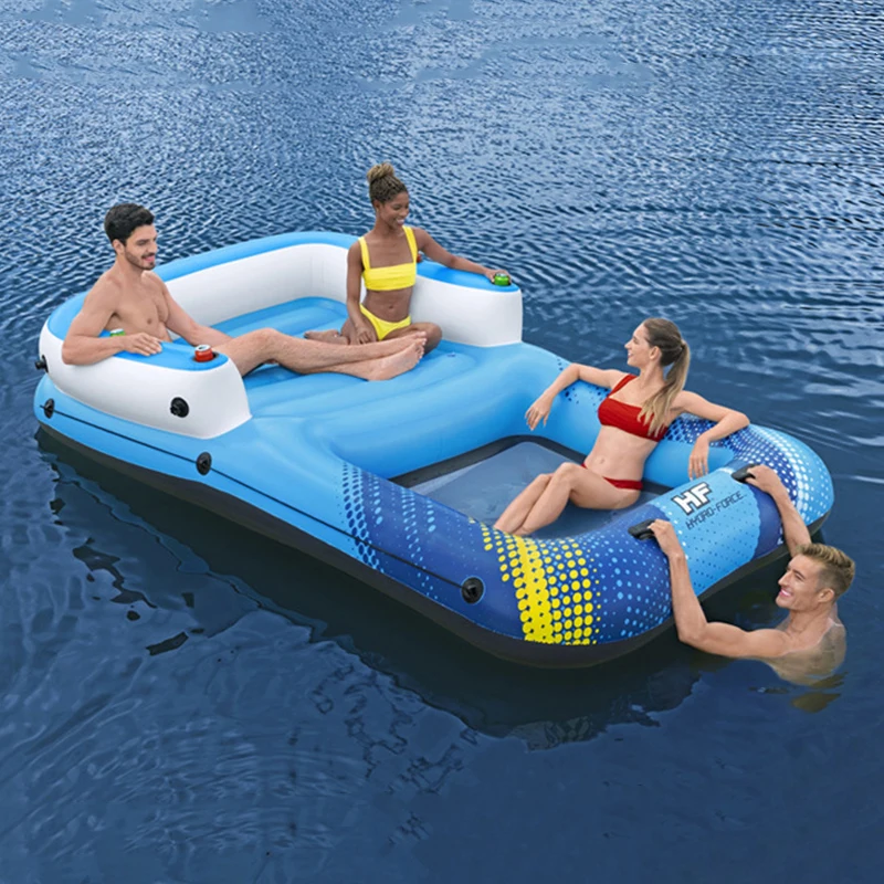 2-4Person PVC Inflatable Outdoor Floating Water Pad Summer Water Blanket Floating Bed Float Mat For Mattress Foldable Float Row