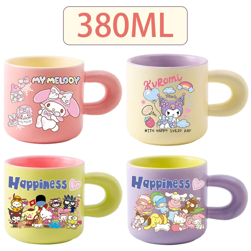 

380ml Sanrio Hello Kitty Ceramic Mug Cartoon Water Cup Coffee Milk Tea Cups Oatmeal Breakfast Mugs Drinkware Office Juice Cups