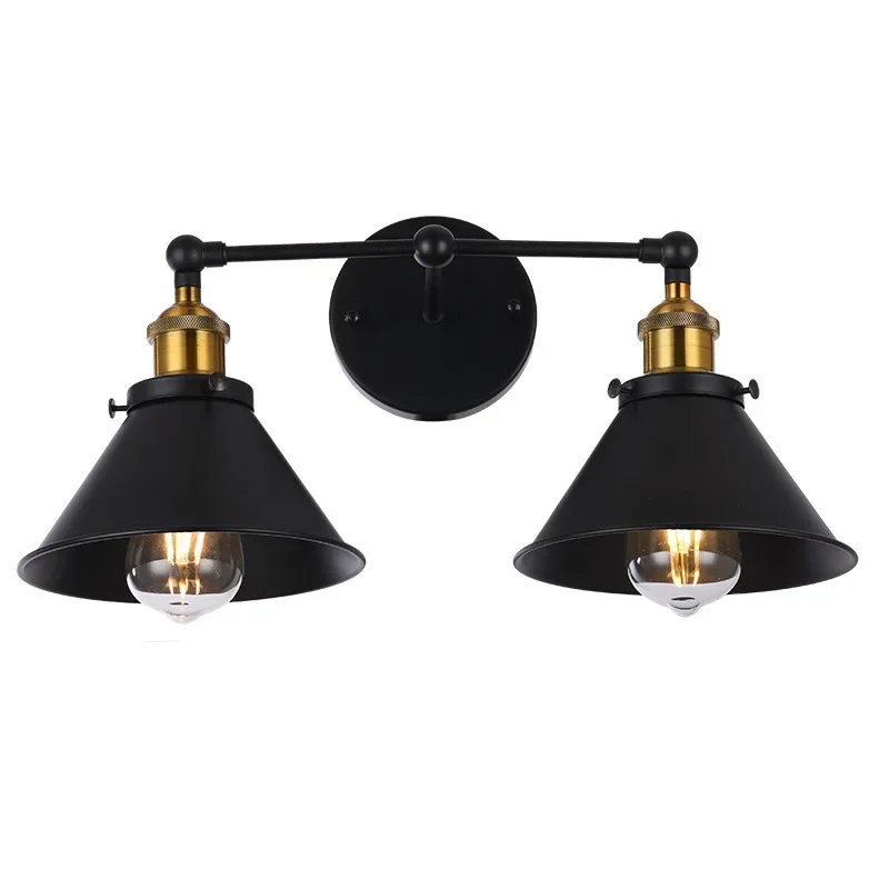 American Industrial Style Wall Lamp Double Headed Restaurant Iron Art Wall Lamp Corridor Staircase Antique Wall mounted lights