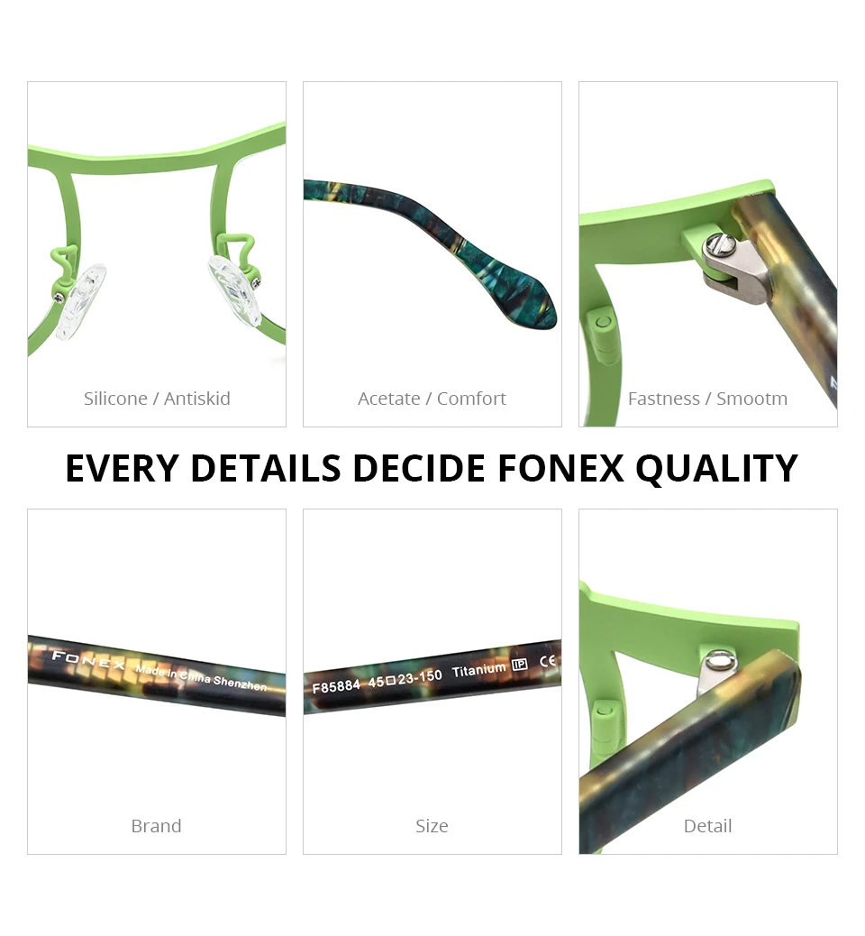 FONEX Acetat Titan Brille Rahmen Männer Neue Marke Design Quadratische Brillen Frauen Brille Hohe Qualität Japanische Brillen 85884 – Detail 4
