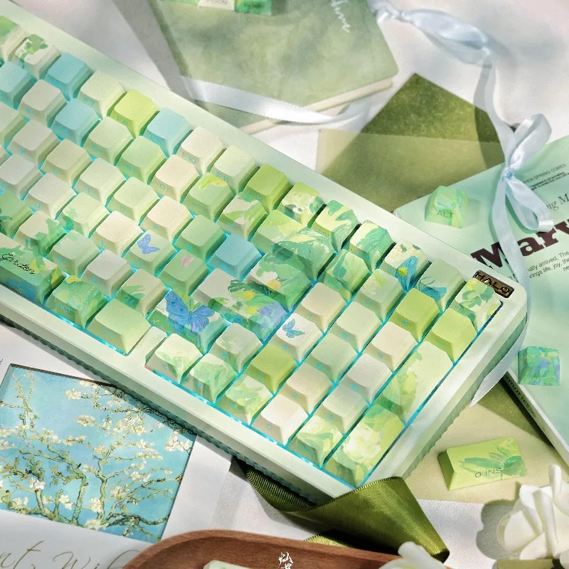 Early Summer Theme Keycaps Set Customizd PBT Sublimation Cherry/FOA Profile Keyboard Cap for Mechanical Keyboard Accessories