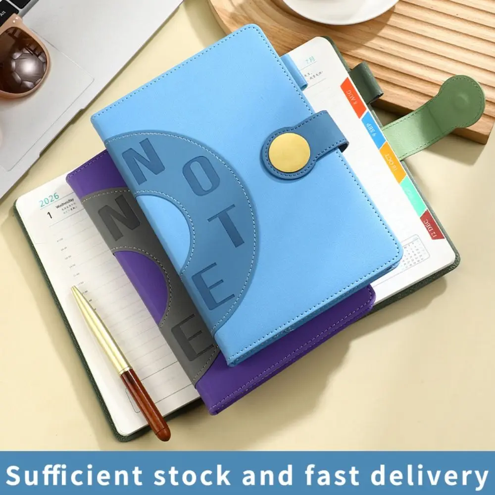 English 2026 Schedule Planner Notepad Wear-resistant Bookmark 365 Days Efficiency Notebook 12 Months PU Leather Cover