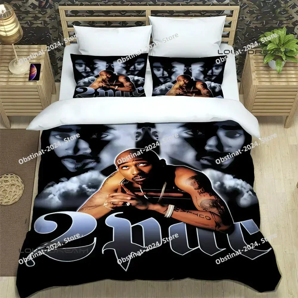 2PAC hip -hop singer fashion 3D Printing Comforter Bedding Set,Duvet Cover Bed Set Quilt Cover Pillowcase,King Queen Size Kid