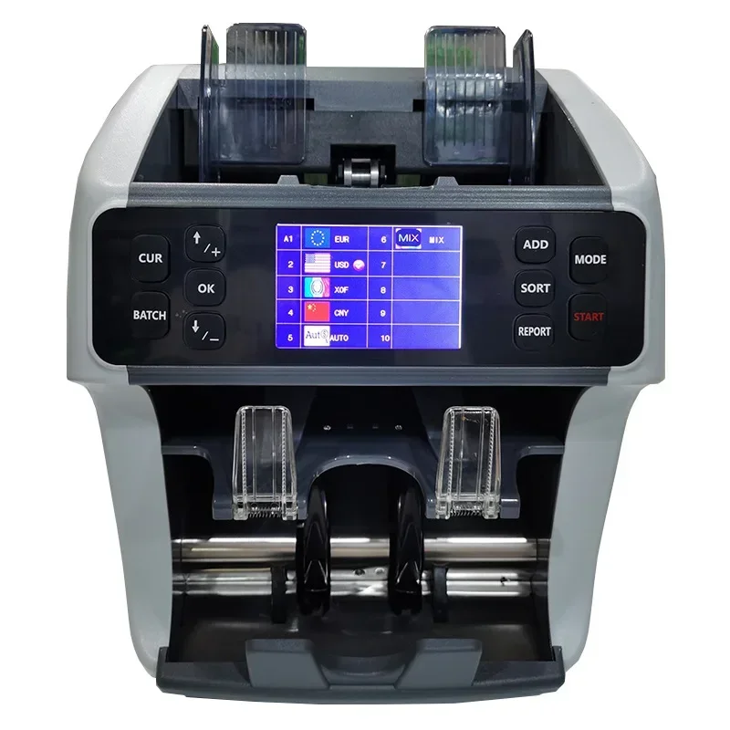 

Vertical bank, multi-currency in US dollars and euros, banknote counter, one and a half sorting machin